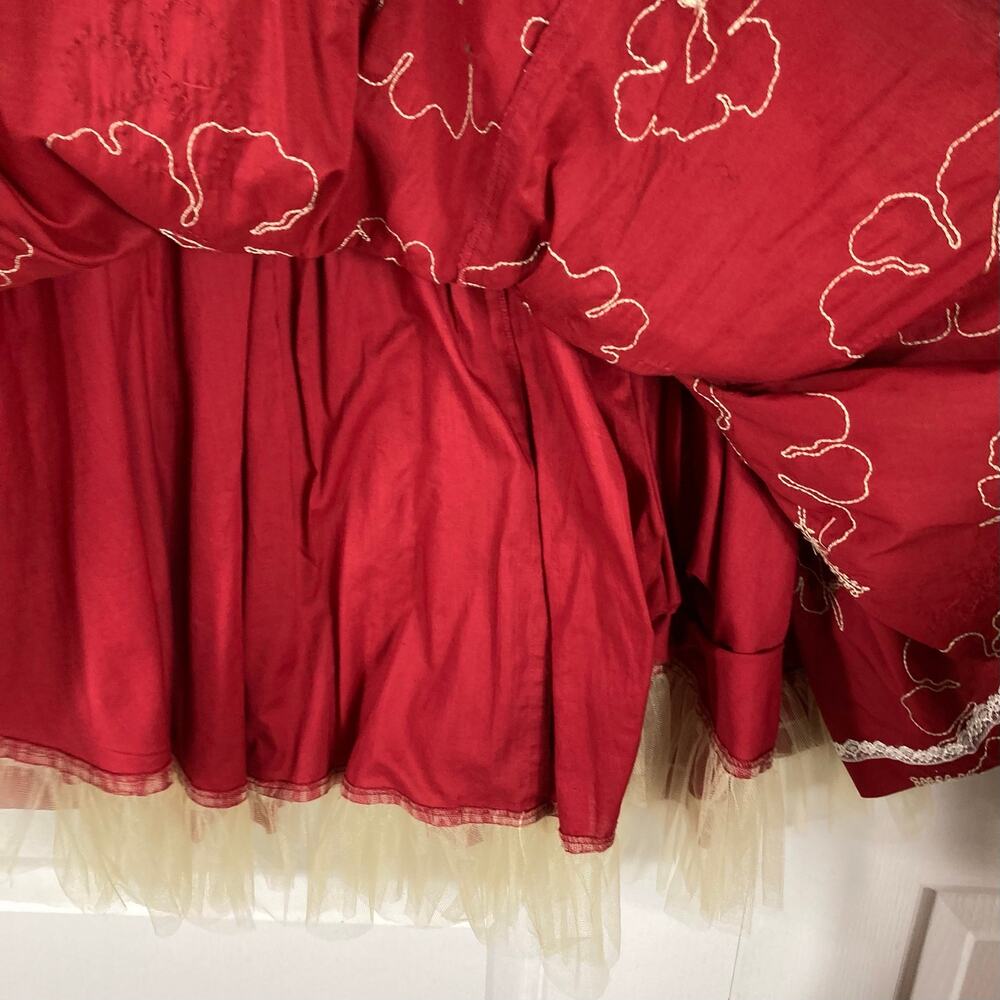 NWOT TIBI Dress 8 Merlot Beads Embroidery FitFlare Pleated Sweetheart-CuffedNeck - Picture 8 of 13